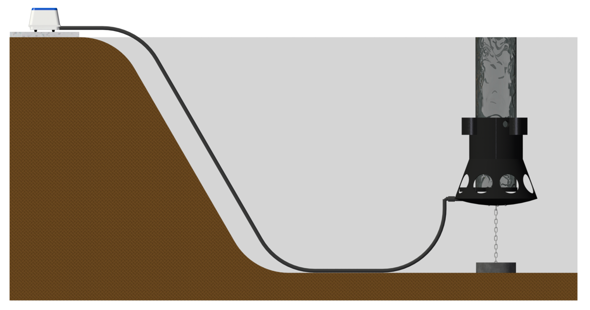 an image drawing of a GridBee® AP Series Air Powered Mixer