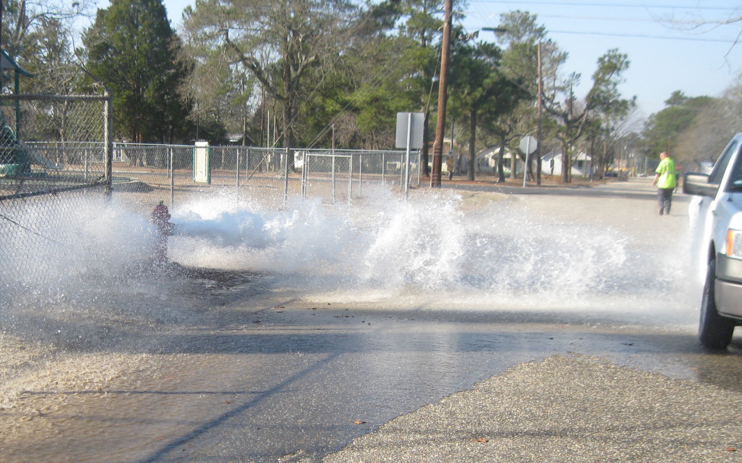 fire hydrant used for flushing water in a municipal water system