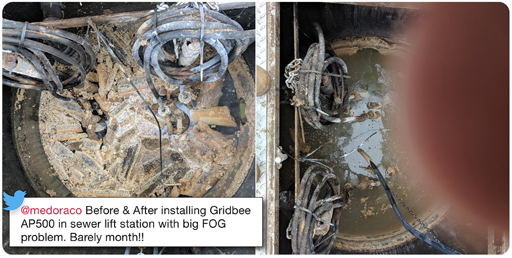 before and after images for the AP500 Wet Well Mixer