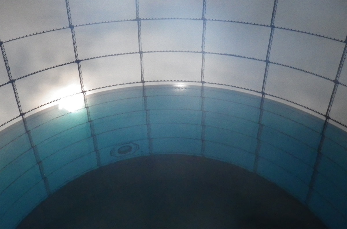 inside of water storage tank with water