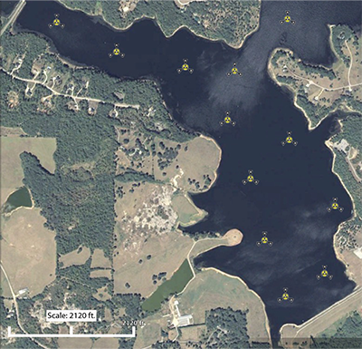 image detailing a SolarBee placement layout for a water treatment plant